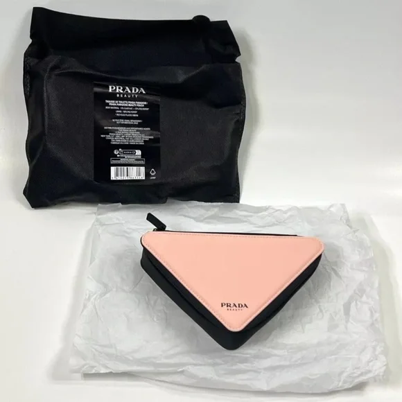 NWT Prada Triangle Beauty Pouch w/ d-ring and chain set $200 retail! - Picture 2 of 3